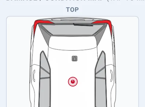 Sectek report app, desktop view: Damage map, Top view with one marker