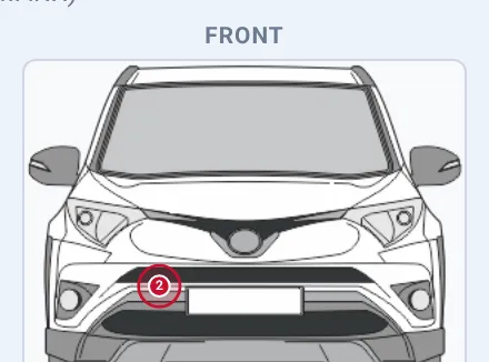 Sectek report app, desktop view: Damage map, Front view with one marker