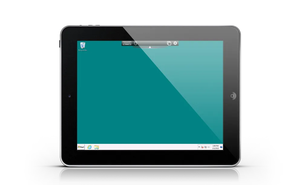 iPad vWorkspace connector with a desktop session open