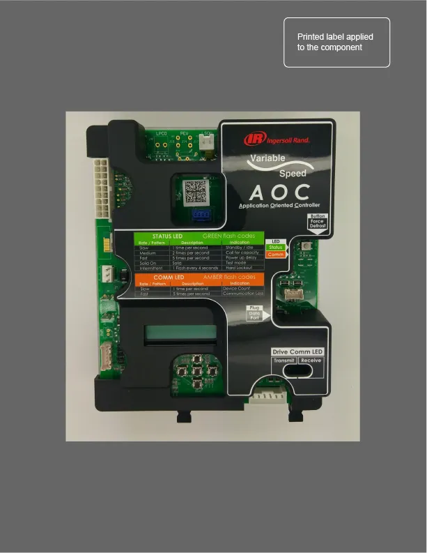 AOC label, step 5: label applied to the board