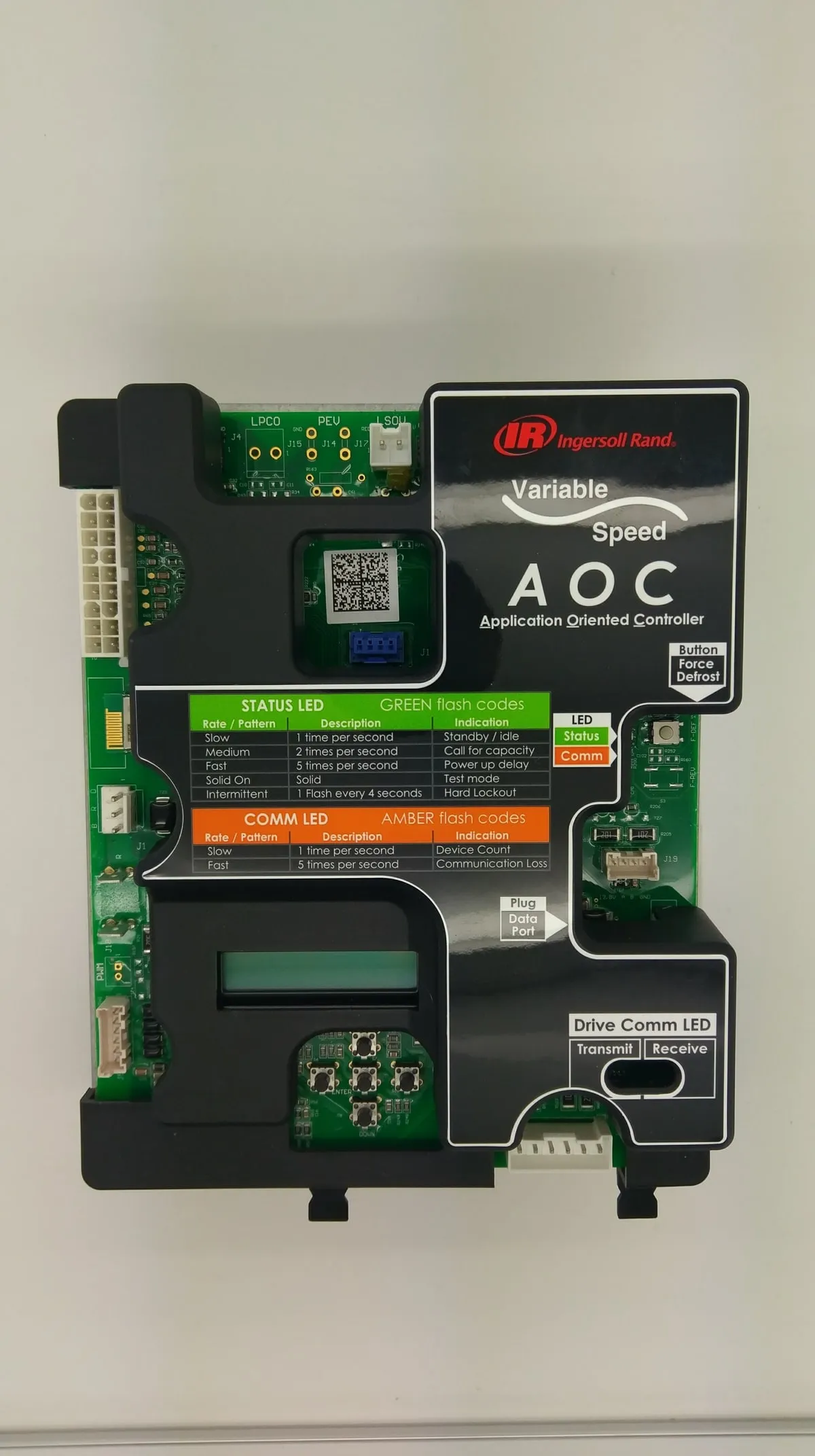 AOC control board with the finished label applied