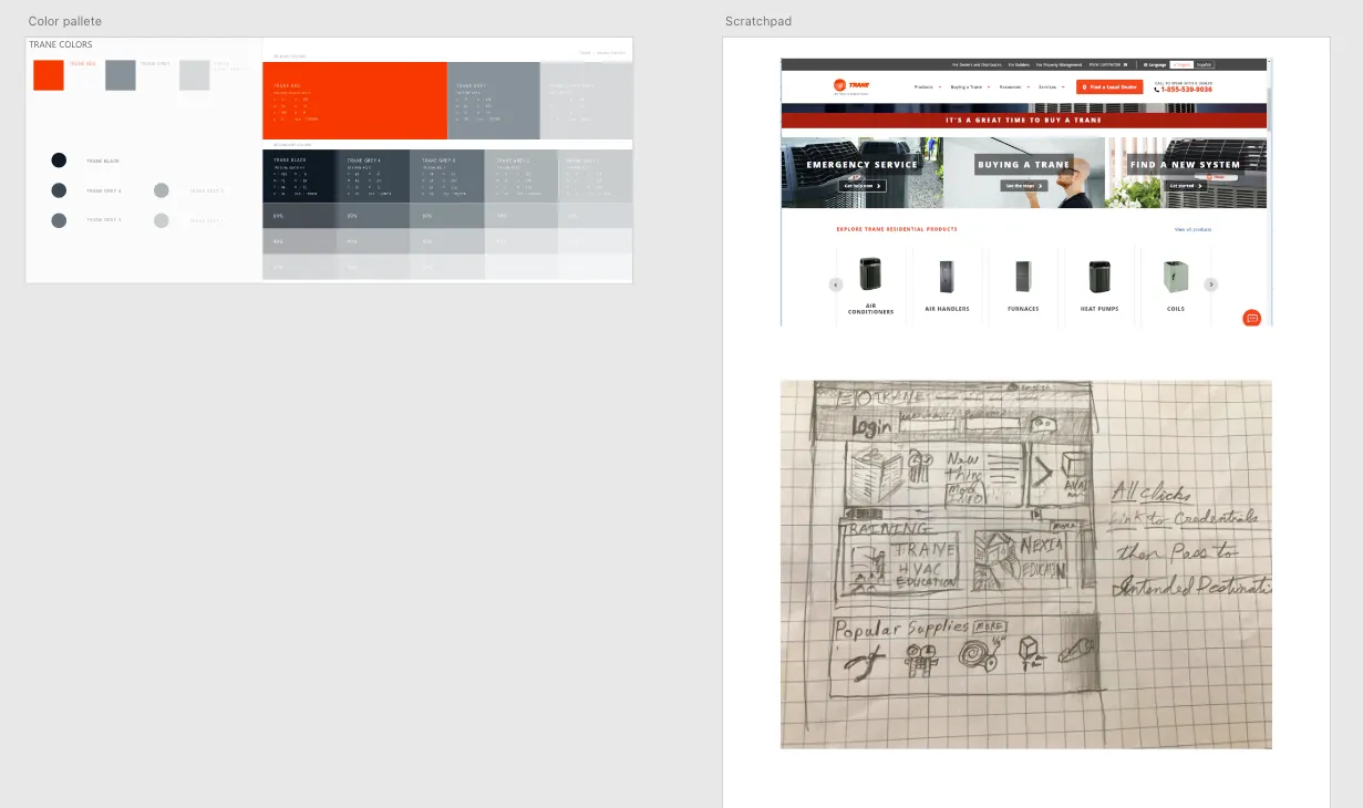 Trane storefront color palette and scratchpad