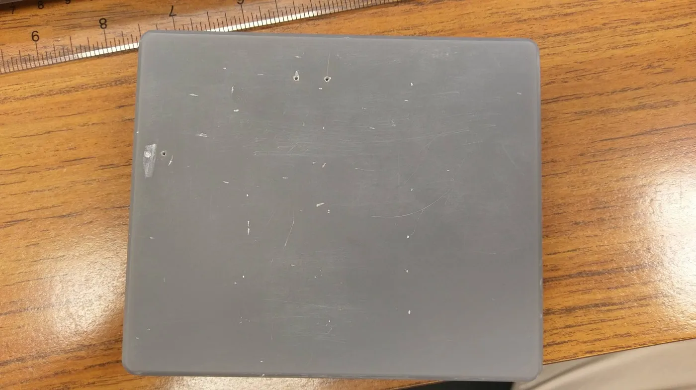 Grey 3D-printed hub enclosure prototype