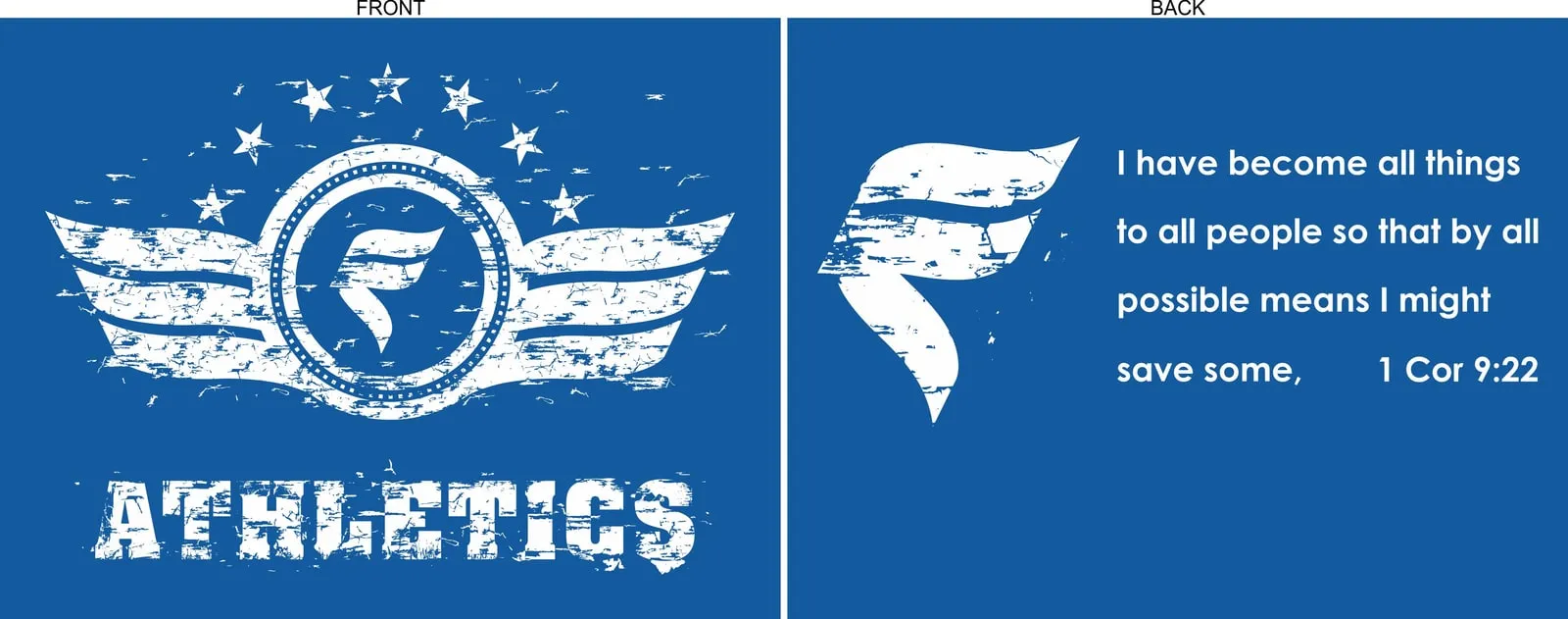 Frontline Athletics shirt design, front and back