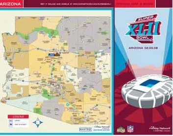 Official map of Super Bowl XLII, cover and map panel